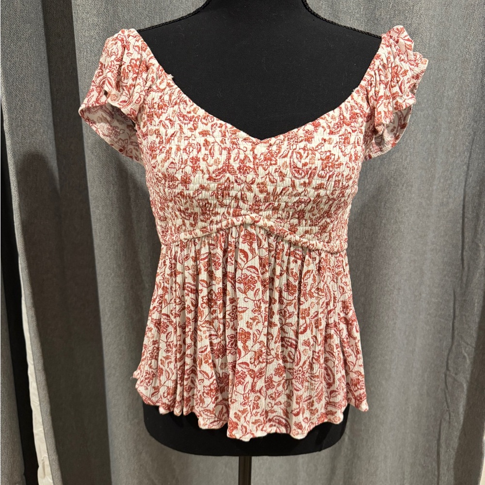 Hollister Floral Print Smocked Top